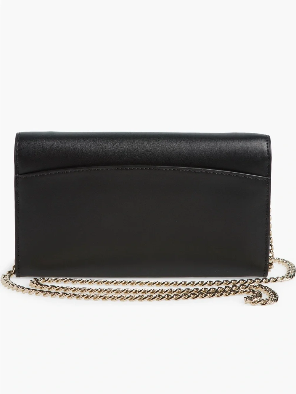 kate spade black leather scalloped clutch with gold chain - Picture 2 of 5